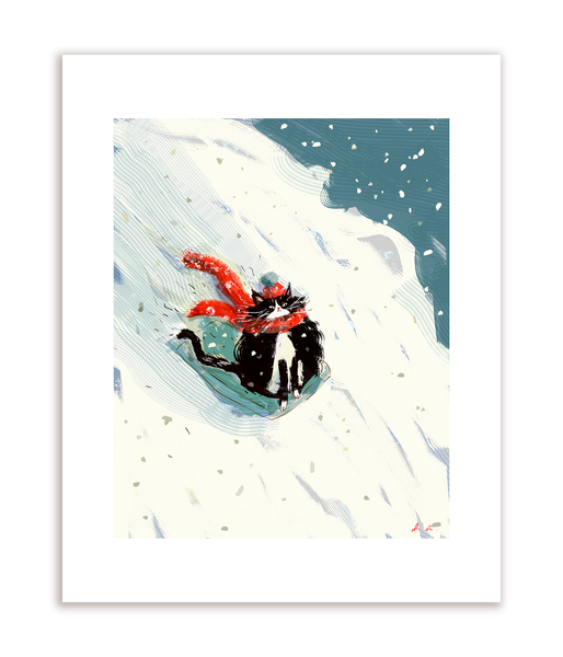 Snow Day Cat Print