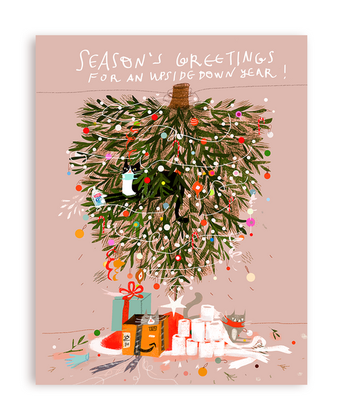 Season's Greetings for an Upside Down Year- Christmas Cat Card