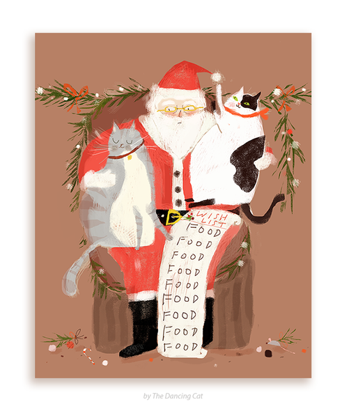 Christmas Cat Card - All I Want for Christmas is... Food