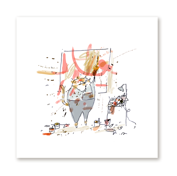 In the Studio - Cat Print - The Artist