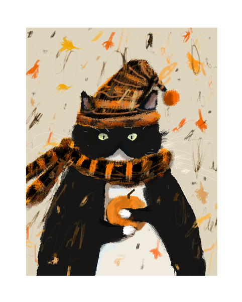 Baby Pumpkin Cat Print - Fall Vibes