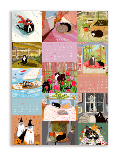 2023 Dancing Cat Calendar - Single Sheet
