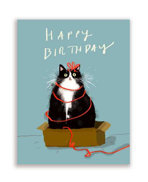 Birthday Box Kitty - Card