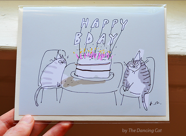 Pink Candles - Birthday Cat Card