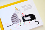 Happy Birthday Card- Tux & Grey