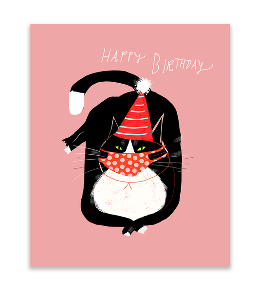 Happy Birthday Kitty Mask Card