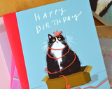 Birthday Box Kitty - Card
