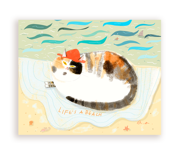 Life's A Beach Cat Card
