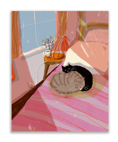 Bed Babies Cat Card