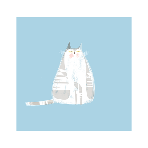 Blue Cat Print