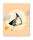Broomstick Cat - Halloween Card