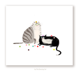 Party Balls - Cat Print - Grey & Tux