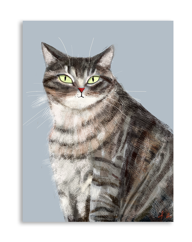 Grey Tabby Cat Card