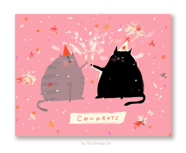 Congrats Cat Card - Cheers