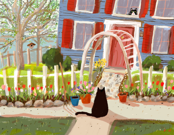Spring Visit - Cat Print
