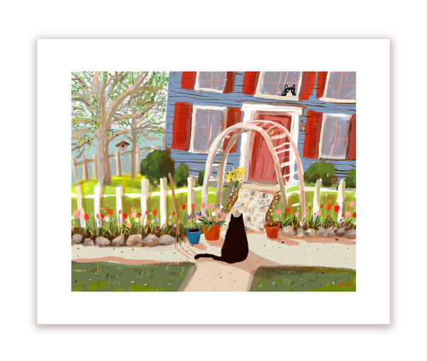 Spring Visit - Cat Print