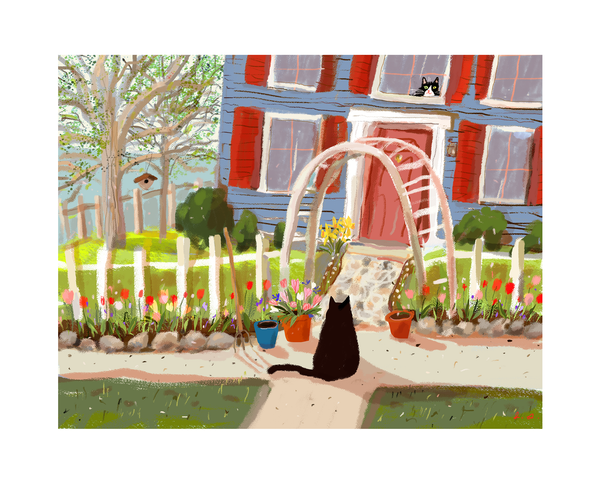 Spring Visit - Cat Print