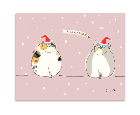 Socially Distanced Christmas Cat Card