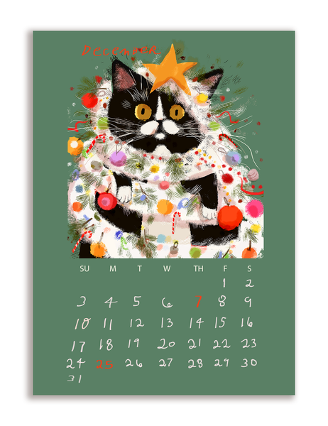 2023 Dancing Cat Calendar - Single Sheet