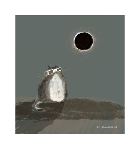 Solar Eclipse Cat Print
