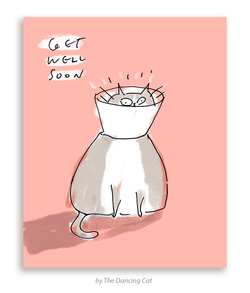 Get Well Soon Cat Cone - Card
