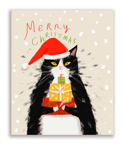 Merry Christmas Cat Card - Gifts