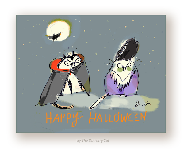 Halloween Cats Card - Big Night