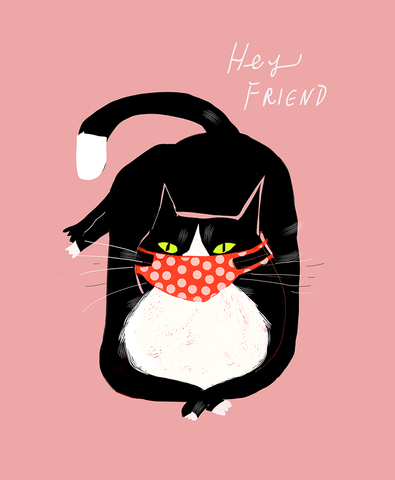 Hey Friend- Cat Mask Card