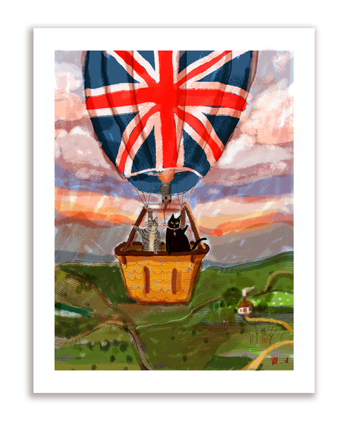 Hot Air Ballon Ride - Cat Print - Limited UK Edition