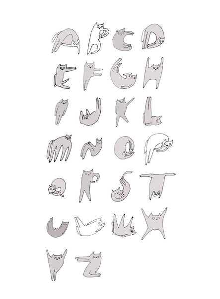 Cat Alphabet - Typorgraphy Print - Cat Gift