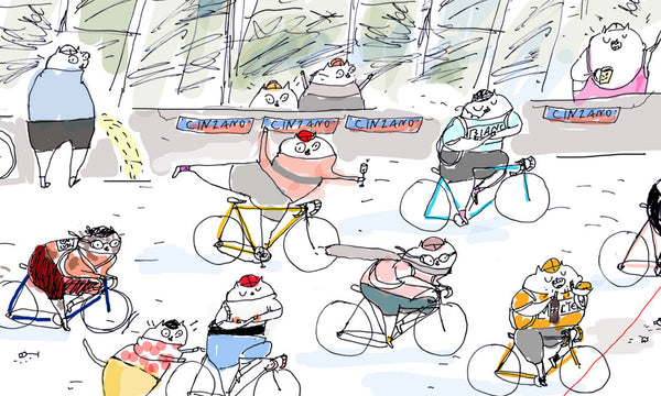 Vintage Peloton Cats - Bike Art - Cycling Poster - Tour de France