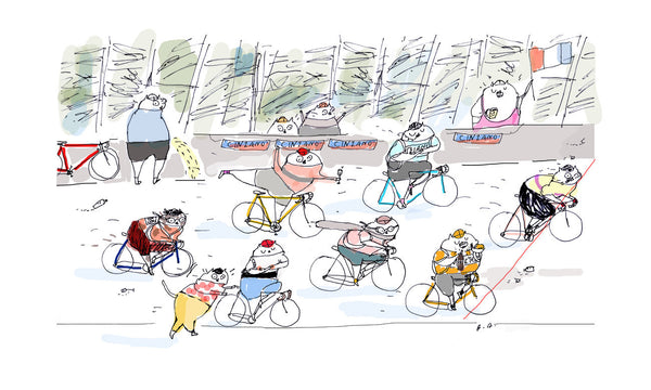 Vintage Peloton Cats - Bike Art - Cycling Poster - Tour de France