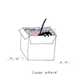 Sneak Attack- Cat Print- Ink Drawing- Funny Cat Art
