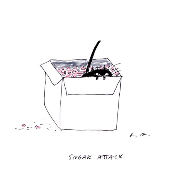 Sneak Attack- Cat Print- Ink Drawing- Funny Cat Art