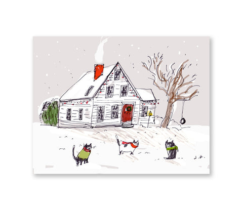 Country Cats- Christmas Card - Holiday Card