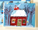 Up on the Rooftop- Cat Christmas Card- Santa- Christmas Card