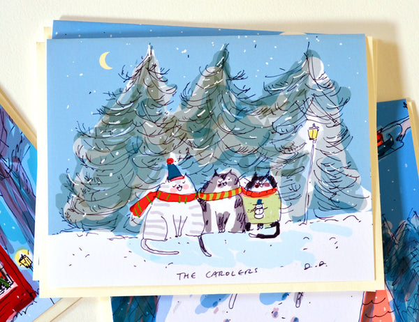 The Carolers- Christmas Card- Christmas Cat Card