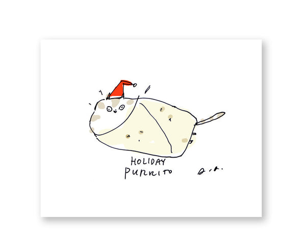 Holiday Purrito Card- Funny Christmas Cat Card