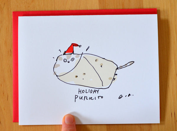 Holiday Purrito Card- Funny Christmas Cat Card