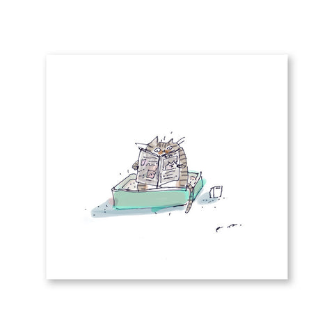 Quality Toilet Time Print - Stripped Tabby Cat