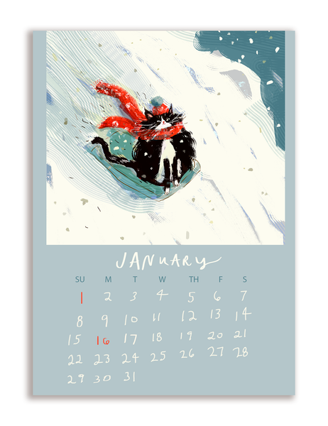 2023 Dancing Cat Calendar - Single Sheet