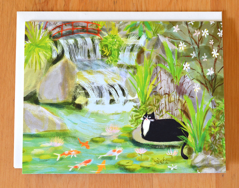 Koi Pond Kitty Card