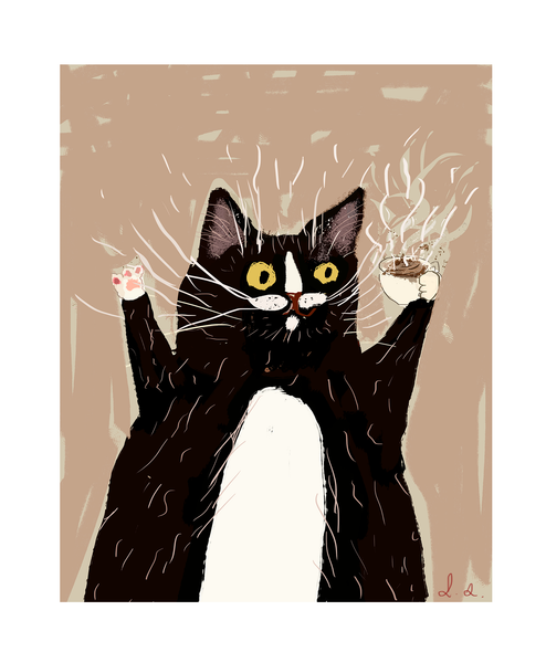 Coffee Time Cat Print