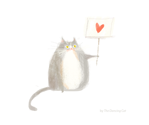 Love Not Hate - Cat Print