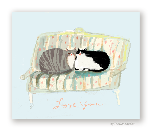 Love Seat Cats - Love You Card