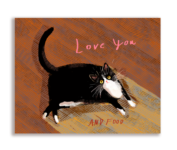 Love You and Food Cat Card
