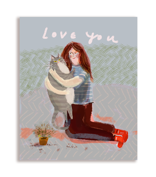 Kitty Hug - Love You - Cat Mom Card
