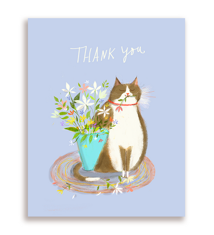 Flowers- Thank You Cat Card