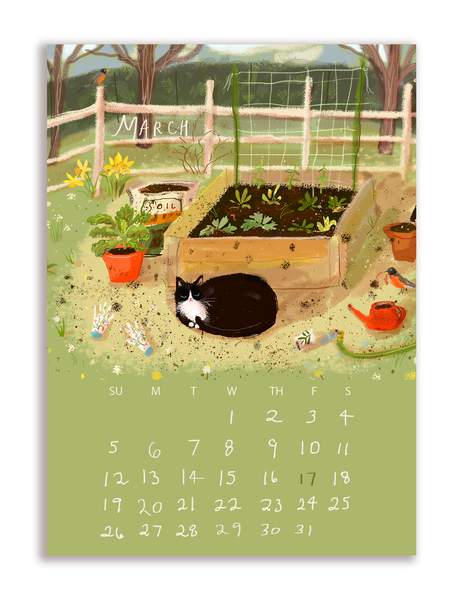 2023 Dancing Cat Calendar - Single Sheet