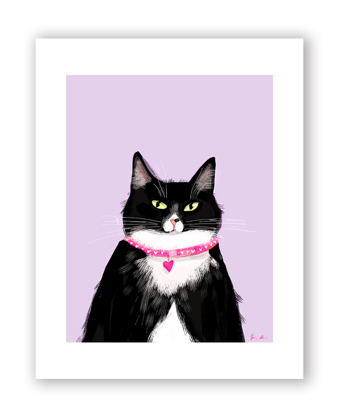 Miss Kitty- Tuxie Love Cat Print - Large